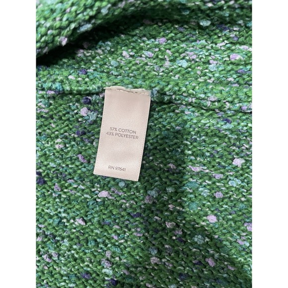 J Jill Chunky Knit Cardigan Green Speckled Long Sleeve Sweater M Mature Oversize - Picture 5 of 7